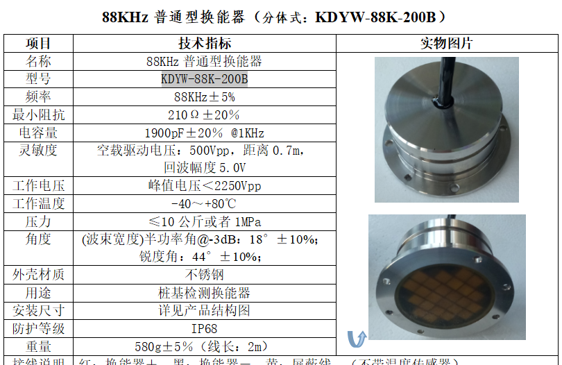 Borehole Quality Inspection Transducer Borehole Quality Inspection Transducer